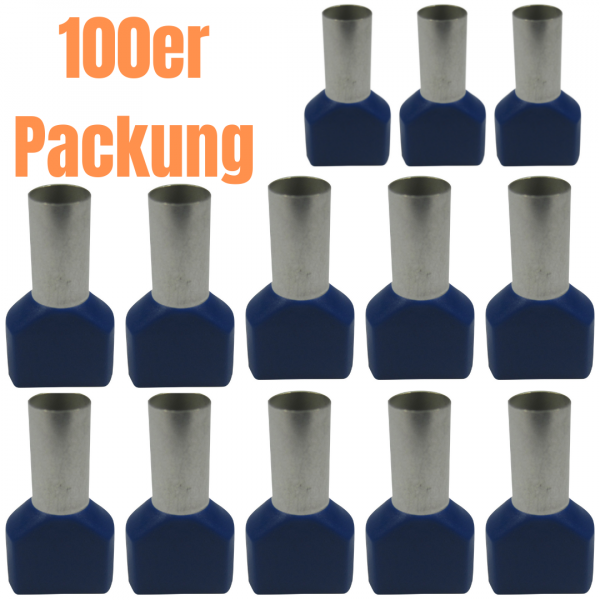 Aderendhülsen Twin - 2x16,00mm² - Blau (100er Pack)